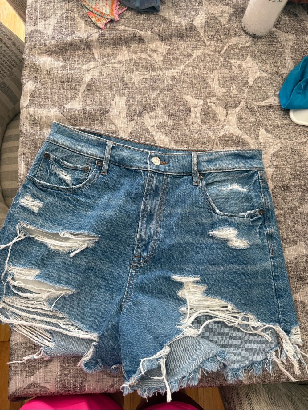 American Eagle Outfitters Light Blue Distressed Denim Shorts